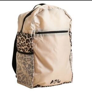 APL Packable Nylon Backpack Beige Leopard NWOT
